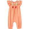 Embroidered Gauze Coverall, Coral - Rompers - 1 - thumbnail
