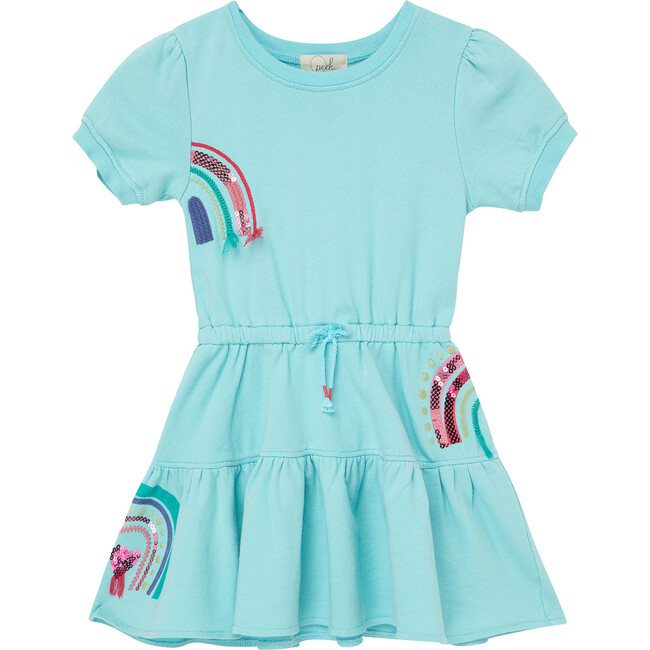 French Terry Rainbow Dress, Blue - Dresses - 1