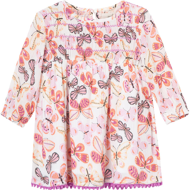 Gathered Butterfly Dress, Print - Dresses - 1 - zoom
