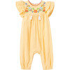 Embroidered Gauze Coverall, Yellow - Rompers - 1 - thumbnail