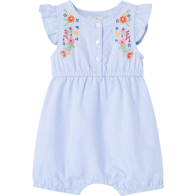 Embroidered Romper, Stripe - Rompers - 1