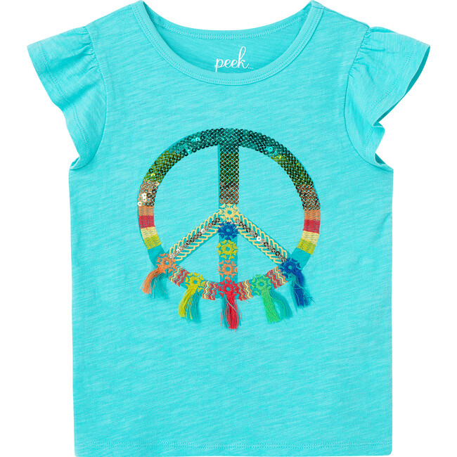 Peace Sign Tee, Turquoise