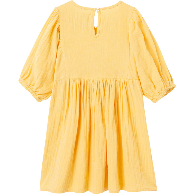 Embroidered Gauze Dress, Yellow