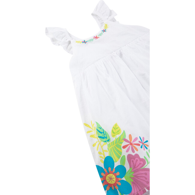 Floral Criss-Cross Dress, White - Dresses - 3