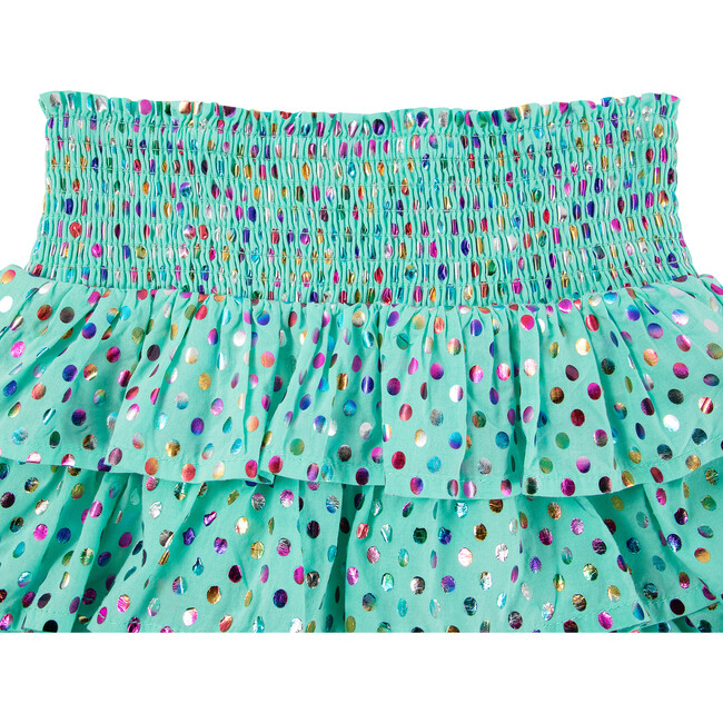 Metallic Dot Tiered Skirt, Green - Skirts - 3