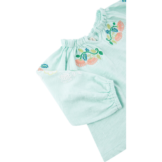 Embroidered Gauze Pant Set, Blue - Mixed Apparel Set - 3
