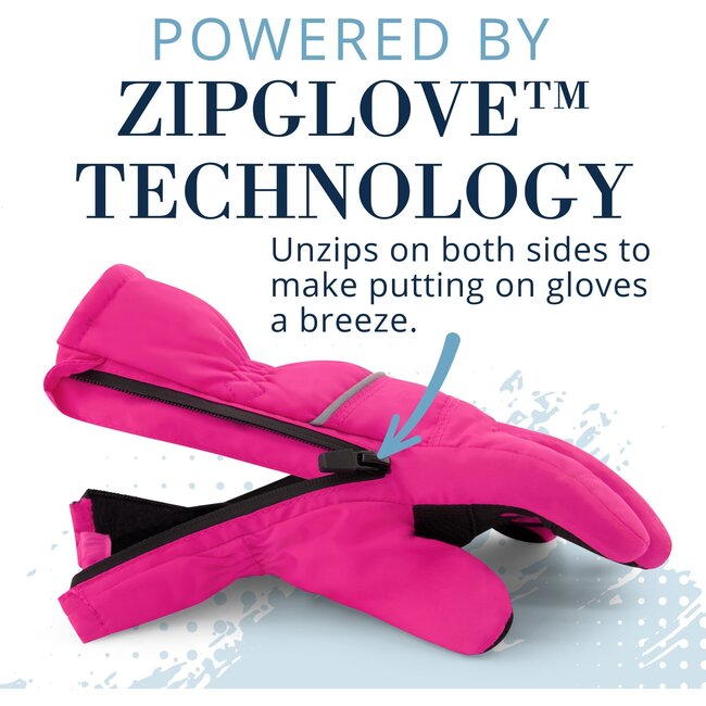 Winter & Ski Glove powered by ZIPGLOVE™ TECHNOLOGY, Hot Pink - Gloves - 3