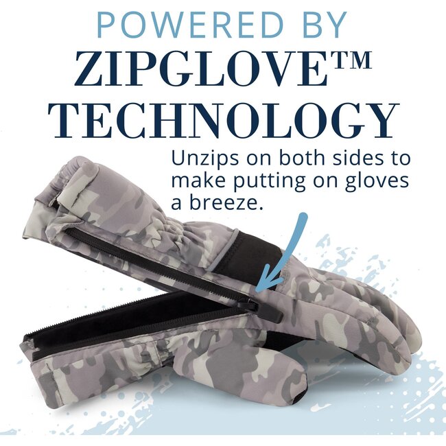 Winter & Ski Glove powered by ZIPGLOVE™ TECHNOLOGY, Camo - Gloves - 3