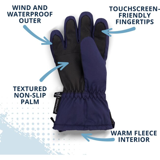 Winter & Ski Glove powered by ZIPGLOVE™ TECHNOLOGY, Navy - Gloves - 6