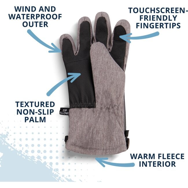 Winter & Ski Glove powered by ZIPGLOVE™ TECHNOLOGY, Grey - Gloves - 6