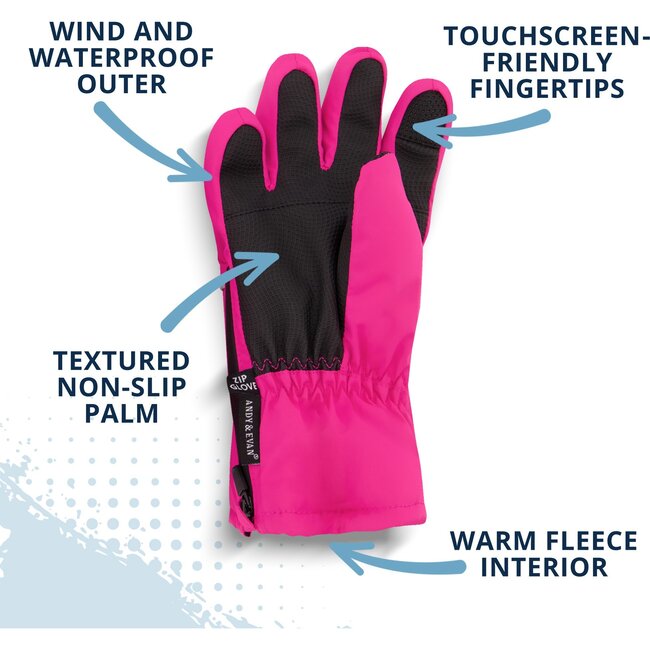 Winter & Ski Glove powered by ZIPGLOVE™ TECHNOLOGY, Hot Pink - Gloves - 6