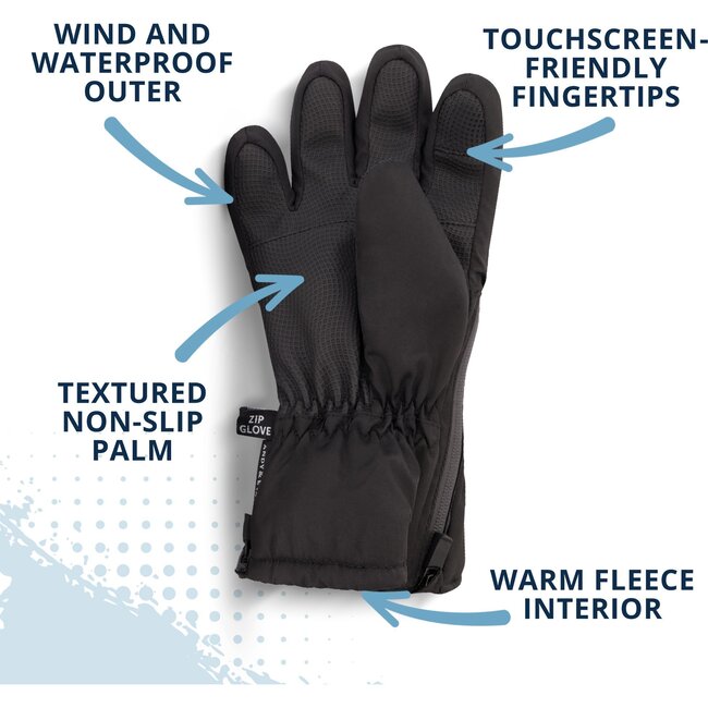 Winter & Ski Glove powered by ZIPGLOVE™ TECHNOLOGY, Black - Gloves - 6