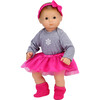 15" Doll Snowflake Onsie, Hot Pink Tutu, Headband & Fabric Booties, Hot Pink - Doll Accessories - 2