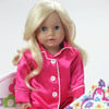 18" Doll Satin Pajamas & Slippers, Hot Pink - Doll Accessories - 1 - thumbnail