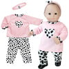 15" Doll Dalmation Print Pants/Shirt, Light Pink - Doll Accessories - 2