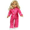 18" Doll Satin Pajamas & Slippers, Hot Pink - Doll Accessories - 2