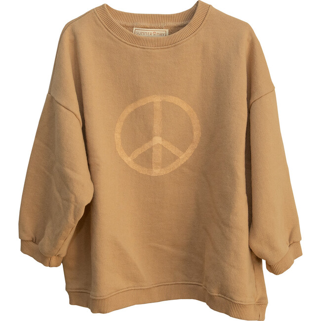 Adult Oversized Peace Sweater, Latte