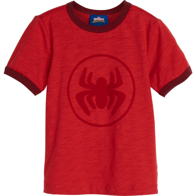 Short Sleeve Graphic Ringer Tee, Red - Tees - 1