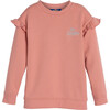 Ruffle Tunic Sweatshirt with Metallic Ghost Spider, Pink - Sweatshirts - 1 - thumbnail