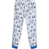 Printed Track Pant, Cream and Blue - Sweatpants - 1 - thumbnail