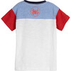 Short Sleeve Color Block Graphic Tee, Cream Red & Blue - Tees - 2 - thumbnail