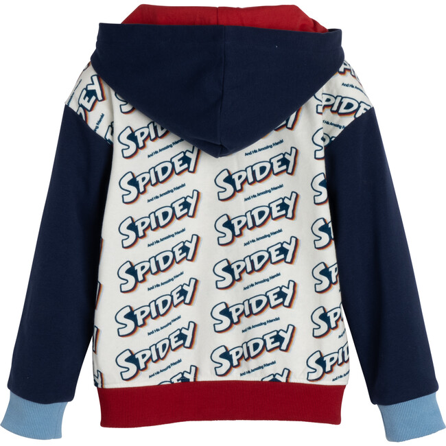 Spidey Color Block Retro Hoodie, Red, Blue & Yellow