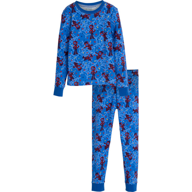 All-Over Print Long Sleeve Pajama featuring Miles Morales, Royal Blue & Red