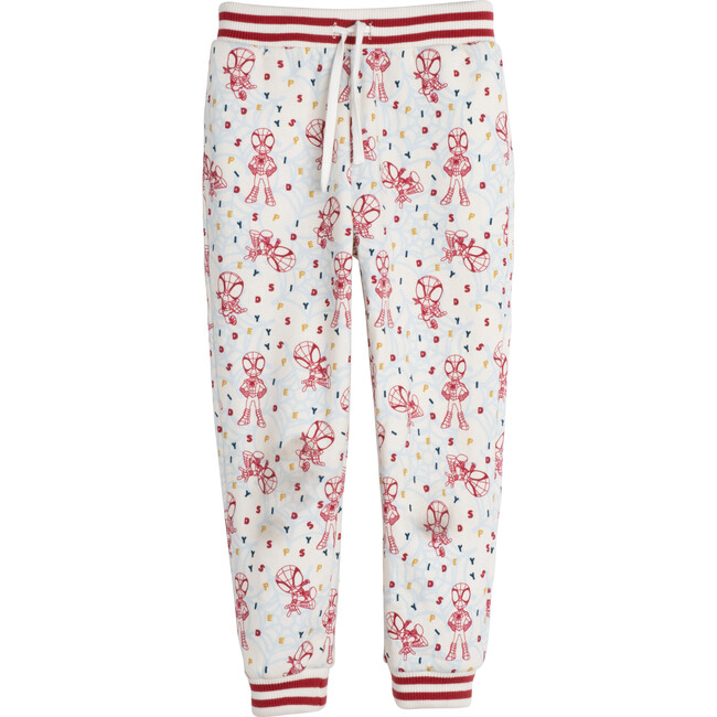 All-Over Print Sweatpant, Cream, Red & Blue - Sweatpants - 1 - zoom