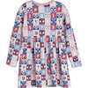 Long Sleeve Checkered Print Dress, Pink & White - Dresses - 3