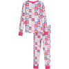Long Sleeve Checkered Print Pajama, Pink - Pajamas - 3 - thumbnail