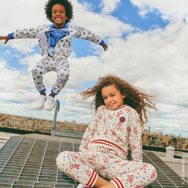 Printed Track Pant, Cream and Blue - Sweatpants - 4