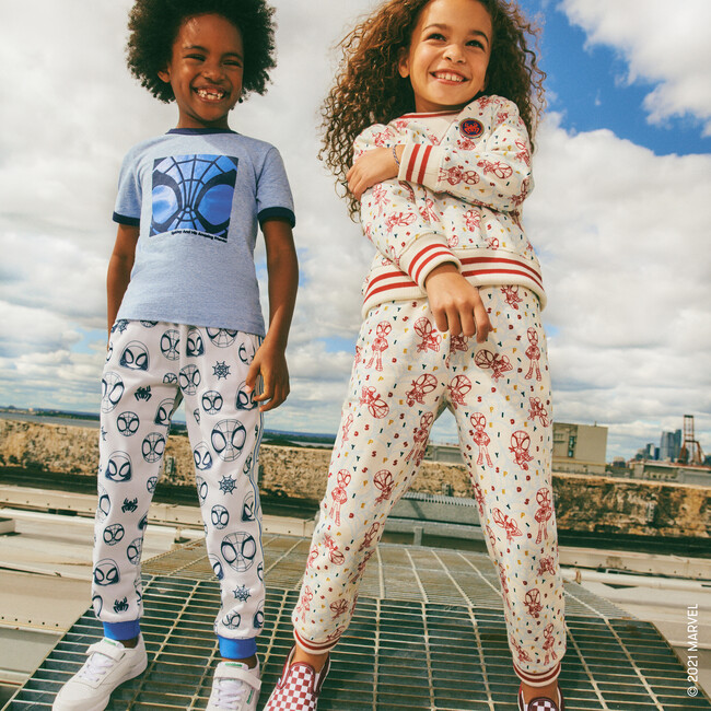 All-Over Print Sweatpant, Cream, Red & Blue - Sweatpants - 5