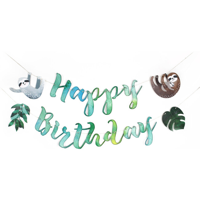 Sloth Party Birthday Banner - Decorations - 1
