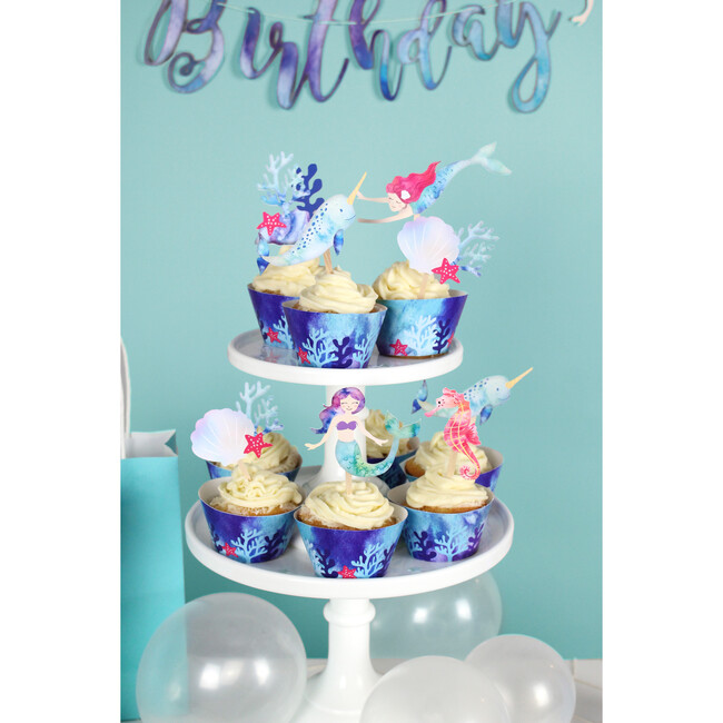 Mermaid and Narwhal Party Cupcake Toppers