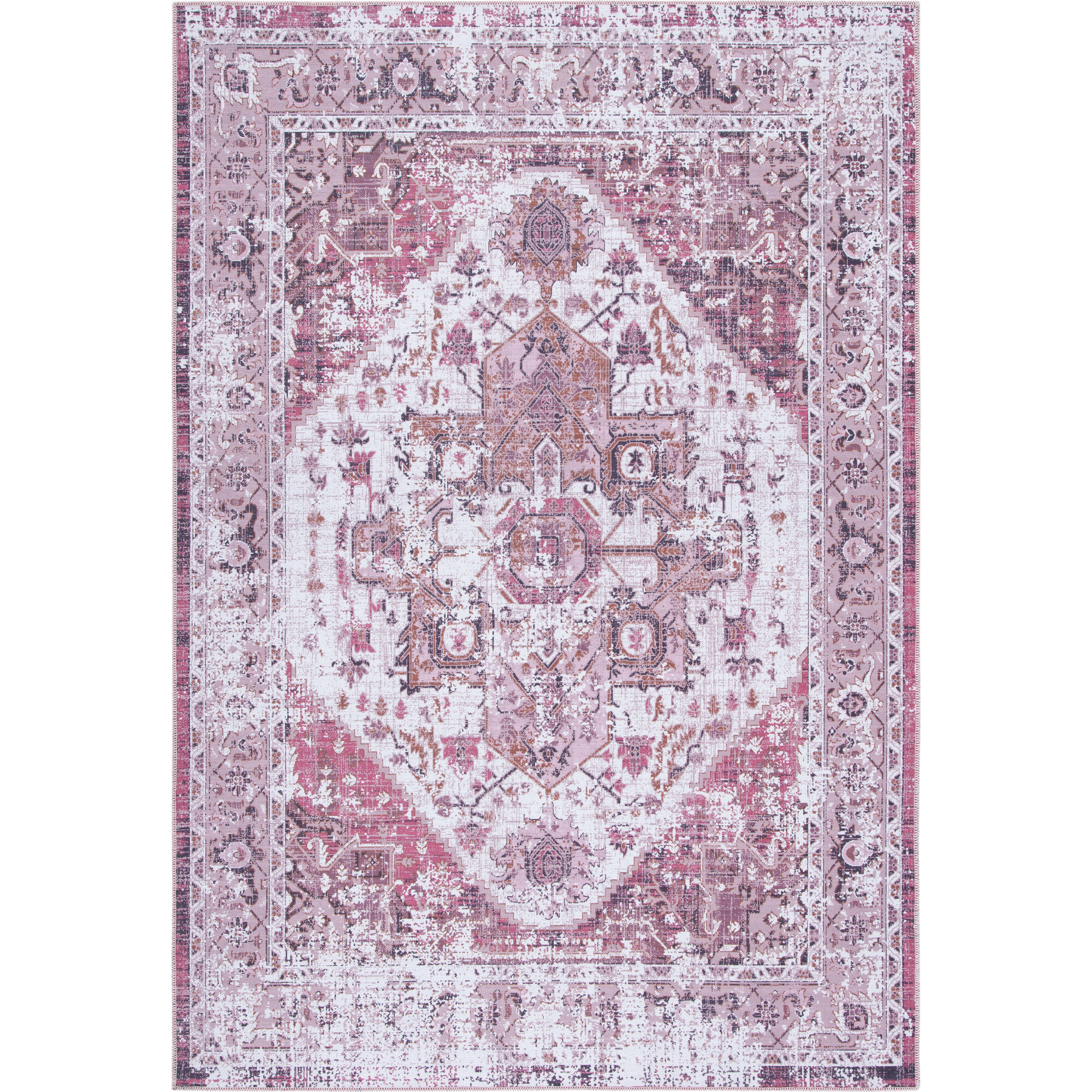 Serapi Machine Washable Rug, Light Pink/Purple - Rugs - 1