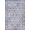 Serapi Machine Washable Rug, Aqua/Orange Floral - Rugs - 1 - thumbnail