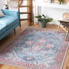 Serapi Machine Washable Rug, Faded Light Blue/Orange - Rugs - 2