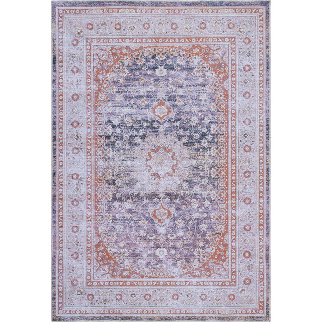 Serapi Machine Washable Rug, Light Purple/Sienna