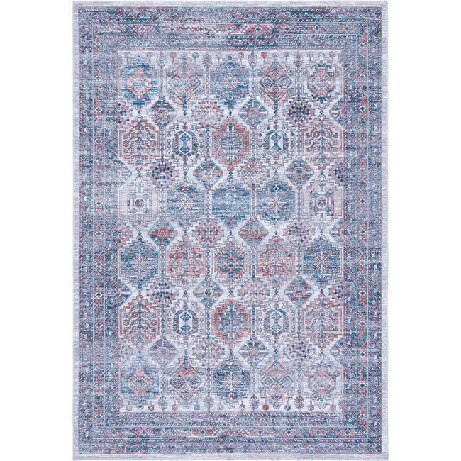 Serapi Machine Washable Rug, Faded Navy/Orange