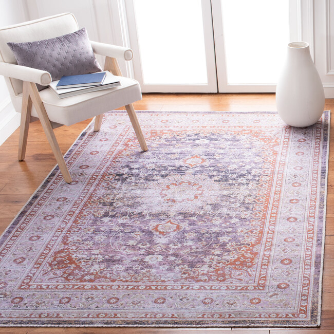 Serapi Machine Washable Rug, Light Purple/Sienna - Rugs - 2