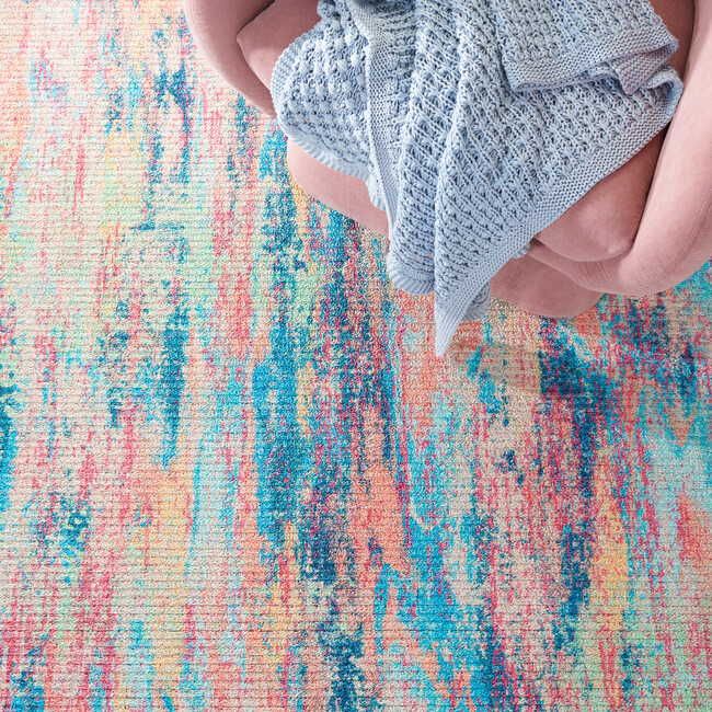 Sequoia Machine Washable Rug, Blue/Orange Multi - Rugs - 3