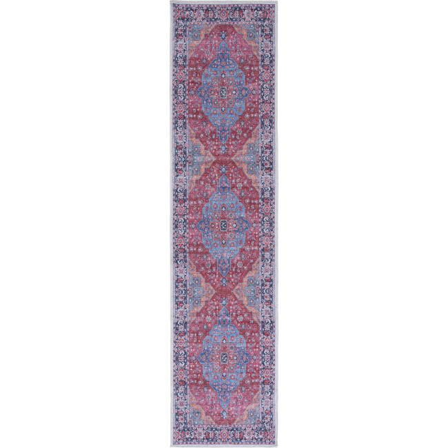 Serapi Machine Washable Rug, Red/Blue Medallion - Rugs - 4