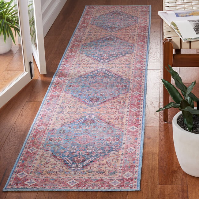 Serapi Machine Washable Rug, Faded Blue/Red - Rugs - 4