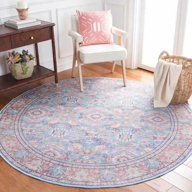 Serapi Machine Washable Rug, Aqua/Orange Floral - Rugs - 9