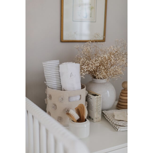 Set of 3 Pom Pom Storage Containers, Grey