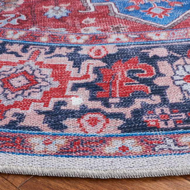 Serapi Machine Washable Rug, Red/Blue Medallion - Rugs - 5