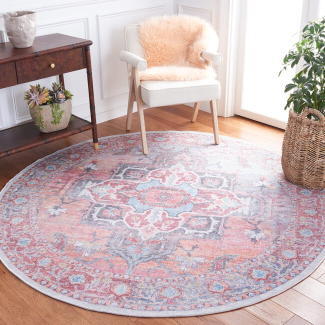 Serapi Machine Washable Rug, Faded Deep Red/Blue/Orange - Rugs - 9