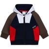 Colorblock Logo Hoodie, Navy - Sweatshirts - 1 - thumbnail