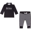 Striped Logo Outfit, Navy - Mixed Apparel Set - 2
