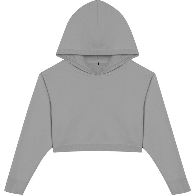 Women's Cropped Sweater Hooded Sweatshirt, Slate Grey
